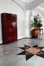 Red lacquered chest, heritage hotel interior